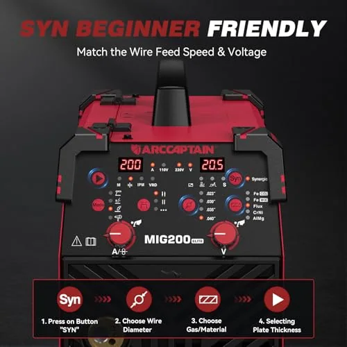 ARCCAPTAIN 200A MIG Welder, 6-in-1 Upgraded Multiprocess Welder 110V/220V image 5