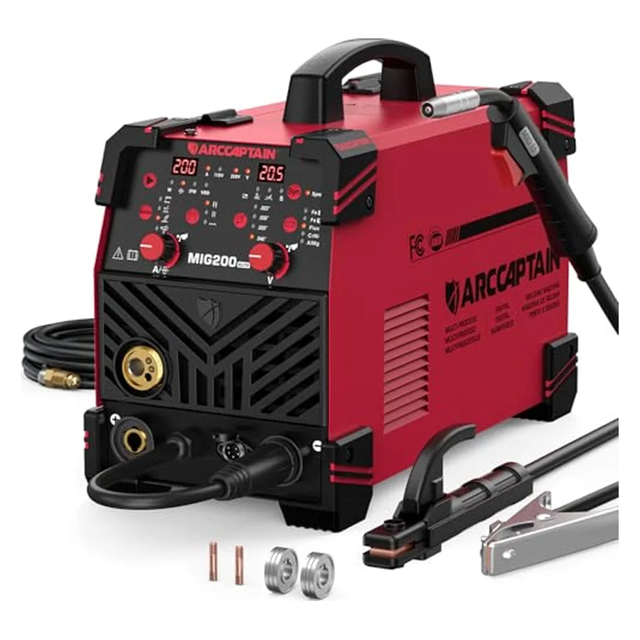 ARCCAPTAIN 200A MIG Welder, 6-in-1 Upgraded Multiprocess Welder 110V/220V