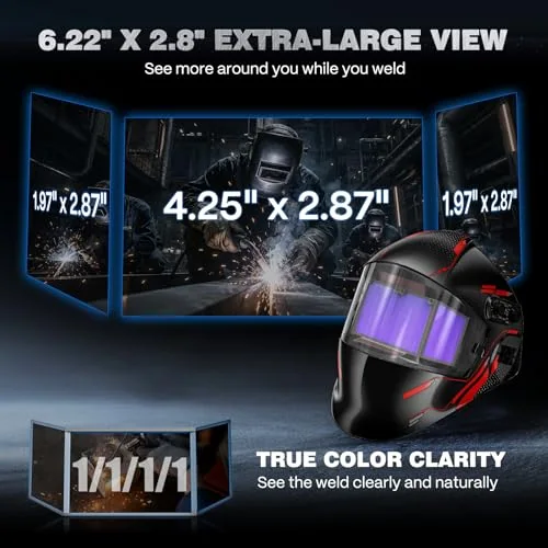 ARCCAPTAIN 180° Panoramic View Auto Darkening Welding Helmet, Welding Hood image 5