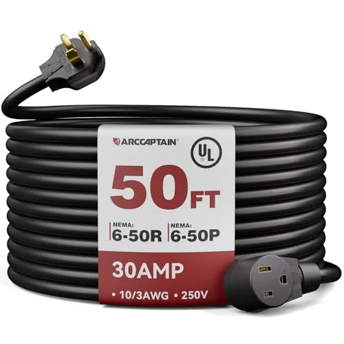 ARCCAPTAIN 30Amp 50ft Welder Extension Cord 10AWG Power Extension 250V image 2