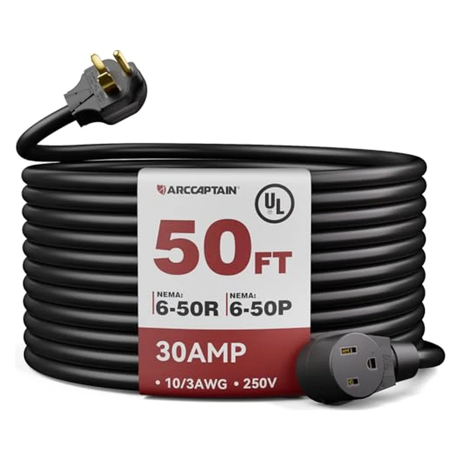 ARCCAPTAIN 30Amp 50ft Welder Extension Cord 10AWG Power Extension 250V