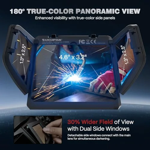 ARCCAPTAIN Intelligent Auto-Darkening Welding Helmet, 180° True Color Hood image 4
