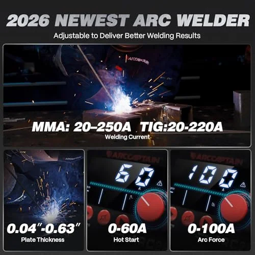 ARCCAPTAIN 250A Stick Welder, 230V MMA/Lift TIG Welding Machine 10PCS Rods image 3