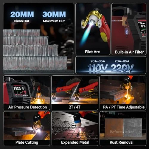 ARCCAPTAIN 65A Plasma Cutter Machine, Non-Touch Pilot Arc, 3-in-1 Cut Modes image 3