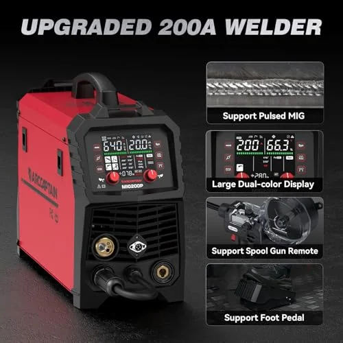 ARCCAPTAIN Pulse MIG Welder 200A Aluminum Welding Machine 110V 220V MIG200P image 6