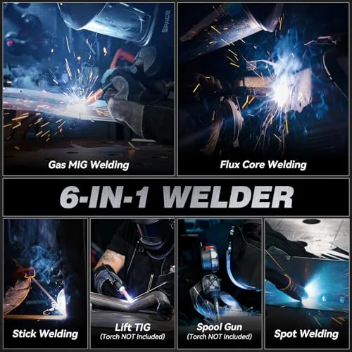 ARCCAPTAIN 180A MIG Welder 110V 220V 6 in 1 Multiprocess Welder Machine image 4