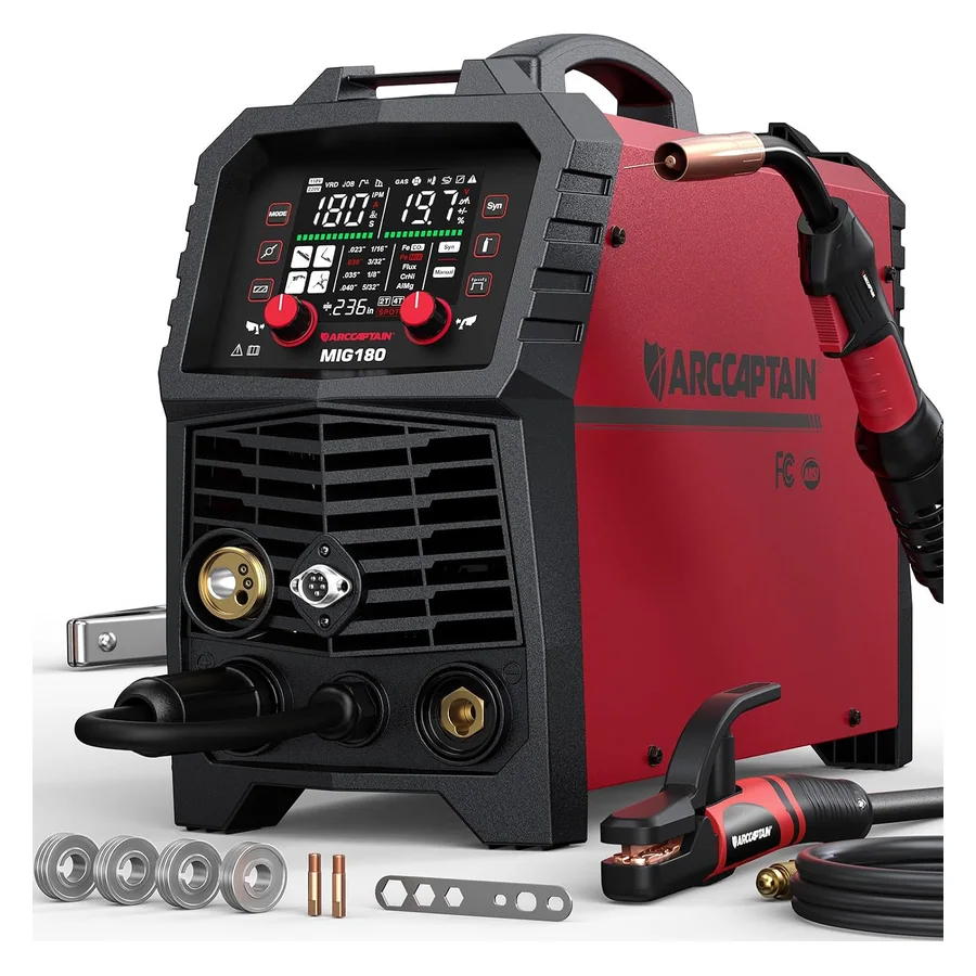 ARCCAPTAIN 180A MIG Welder 110V 220V 6 in 1 Multiprocess Welder Machine