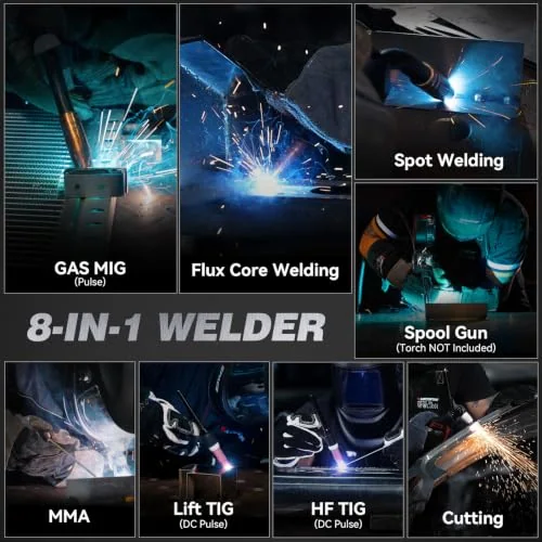 ARCCAPTAIN MIG205PCT MIG Welder with Plasma Cutter, 8 IN 1 Welding Machine image 3