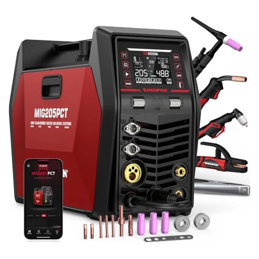 ARCCAPTAIN MIG205PCT MIG Welder with Plasma Cutter, 8 IN 1 Welding Machine