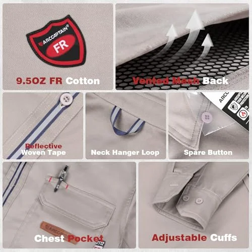 ARCCAPTAIN FR Welding Jackets, 9.5oz 100% Cotton with Vented Back product details