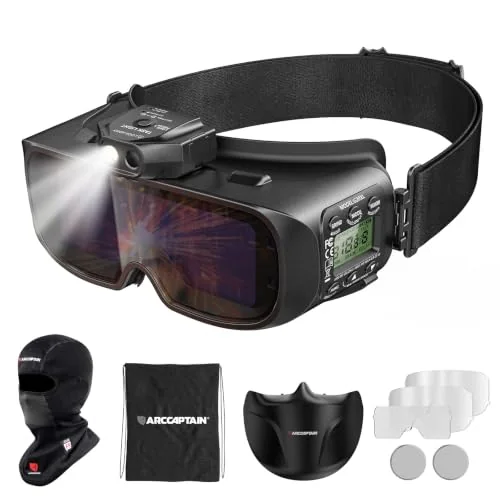 ARCCAPTAIN Auto-Darkening Welding Goggles Kit with LED Light, Shade 3/5-13 image 3