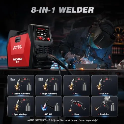 ARCCAPTAIN MIG205DP Pro Dual Pulse MIG Welder 205A 8-in-1 Aluminum Welding image 3