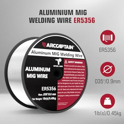 ARCCAPTAIN Magnesium Aluminum Welding Wire ER5356 .035" MIG Welding Wire, 1 Pound Spool x 5 product details